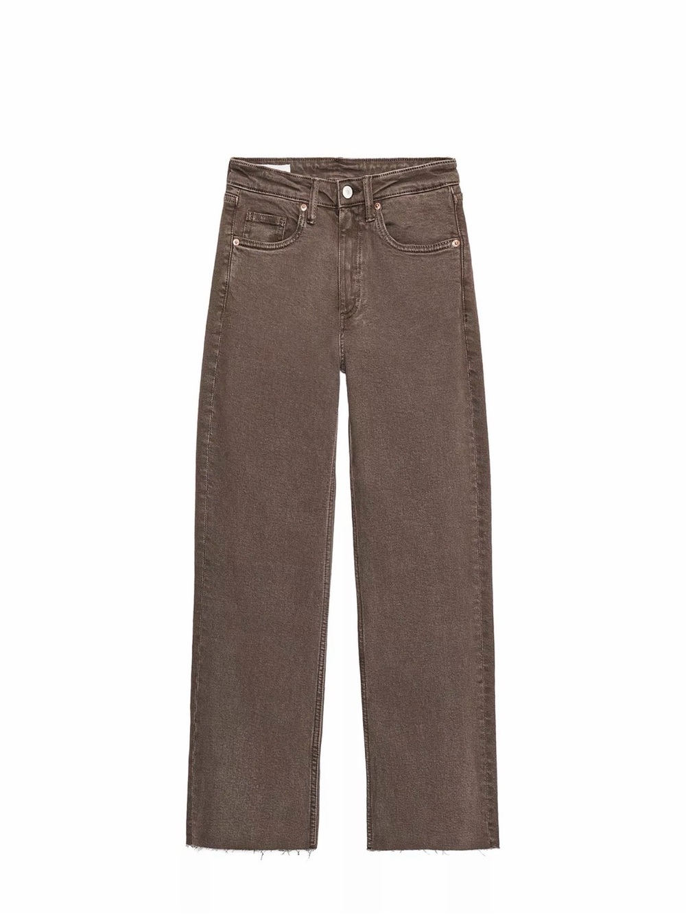 High waisted cropped flare jeans - brown